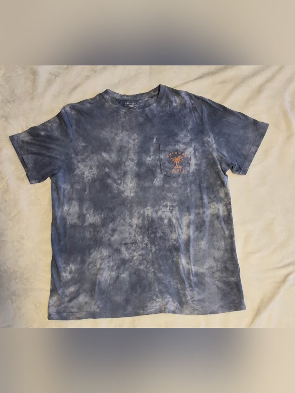 American Eagle Outfitters Men's Navy Tie-Dye Pocket T-Shirt